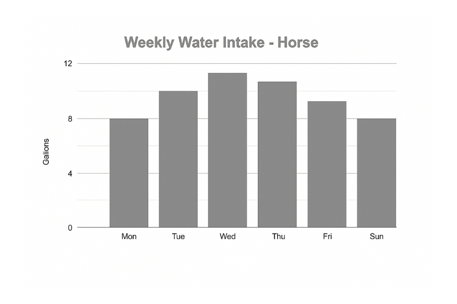 Example graph showing the amount of water a horse consumes